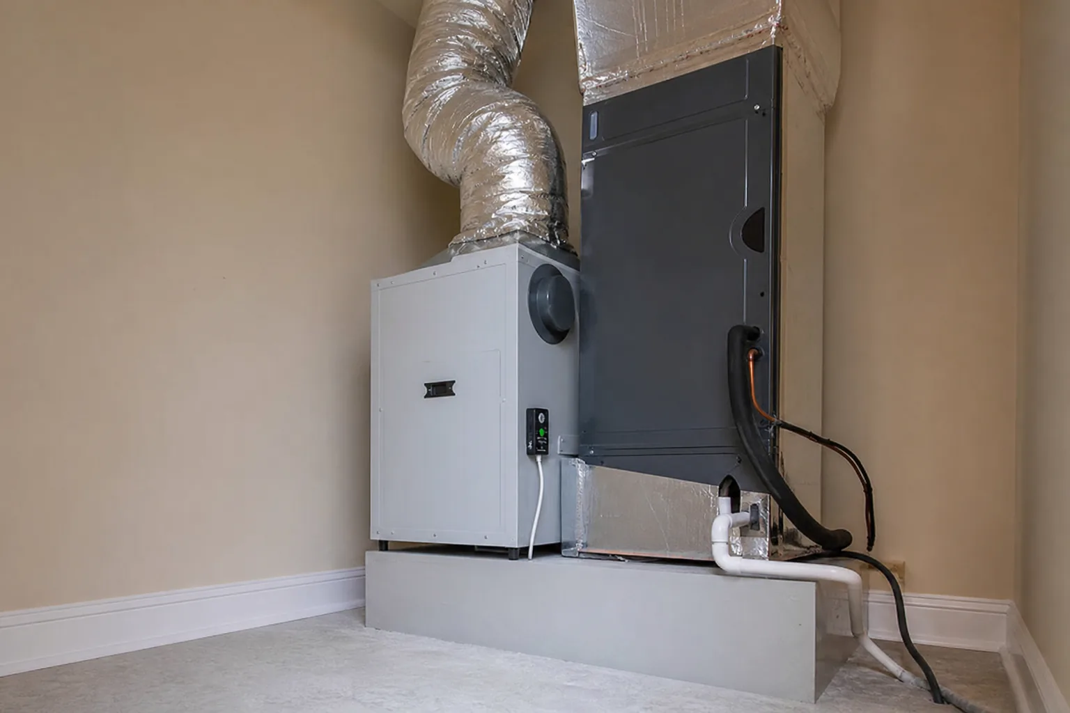 Indoor air-quality equipment in a Daphne home bonus room, indoor detail