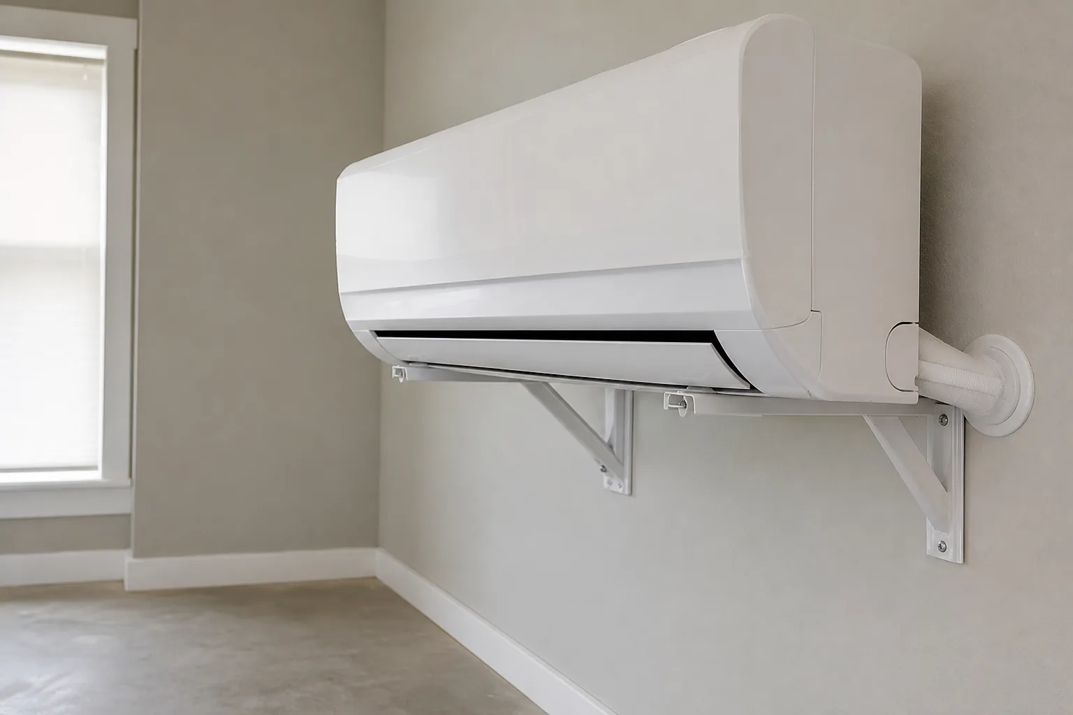 Newly installed ductless mini-split in a Lillian home mechanical room, fresh-filter view