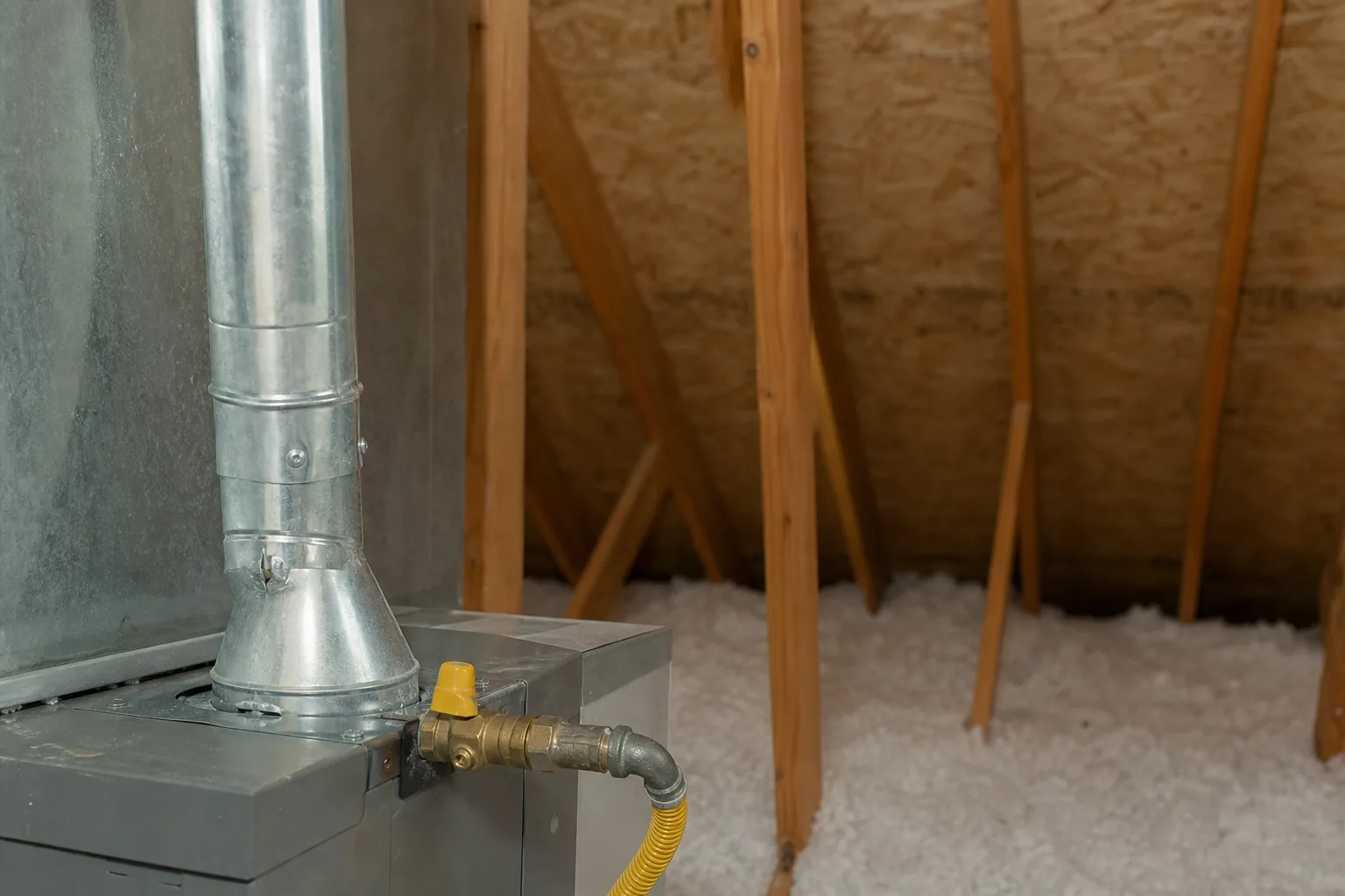 Gas furnace being serviced in a Spanish Fort home attic, filter detail