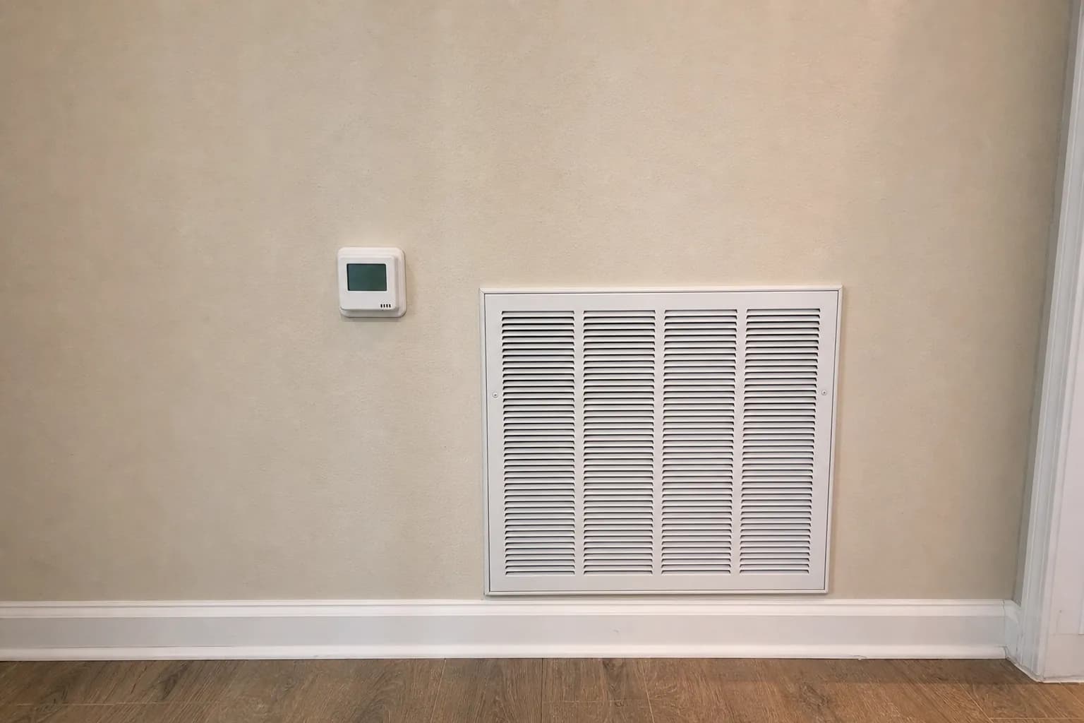 Indoor air-quality equipment in a Loxley home interior wall, install detail