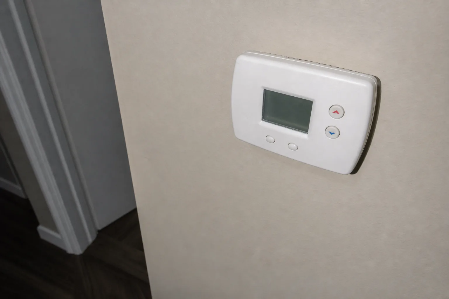 Indoor HVAC unit on an after-hours call in a Bay Minette home hallway, fresh-filter view