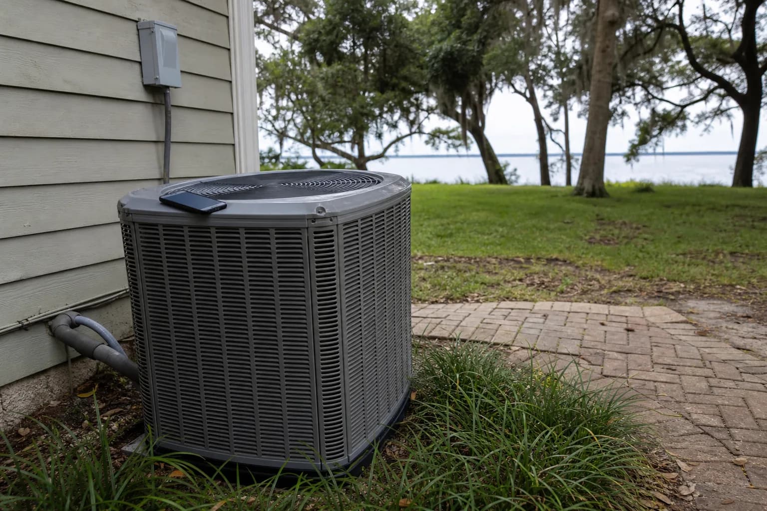 HVAC unit on an after-hours call at a Lillian Mobile Bay home, routine check, summer